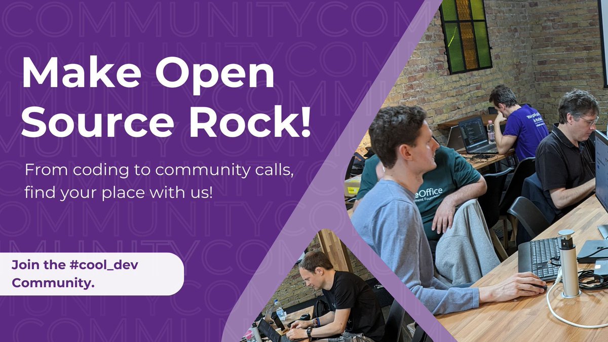 CollaboraOffice's tweet photo. Excited about #opensource? ๐ค
Join the #cool_dev community at Collabora Online! Check out five great ways you can participate. We look forward to collaborating and making open source rock with you!
๐ https://t.co/cjkph2WPL9 https://t.co/lCWj0DlTYz