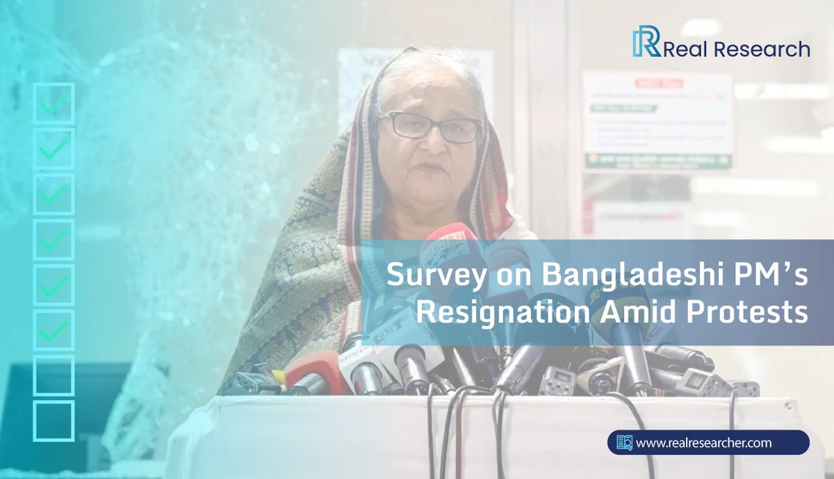 ⭐️ Survey on Bangladeshi PM’s Resignation Amid Protests

👉 Share your opinion with us via the Real Research Online Survey App from August 9, 2024.

🔗 Click here to participate in the survey: realresearcher.org/Zr5GnDBuA72bYP… 

#RealResearch #RealResearchApp #SurveyApp #Bangladesh