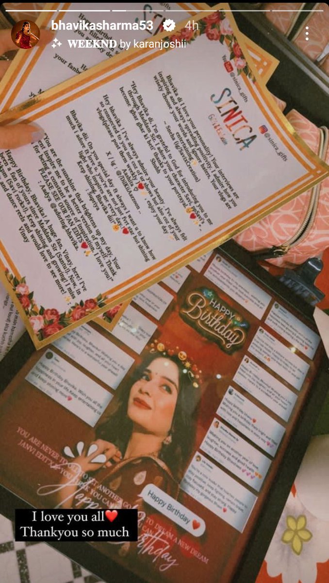 Analyst_Krishna's tweet photo. She posted it omgg 😭❤️✨ she's freaking holding my edit and our letters as birthday wishes.... 😭🤍🤚 Thankyou so much 🥹🥂

#BhavikaSharma #GhumHaiKisikeyPyaarMeiin https://t.co/XVwVMXEO9g