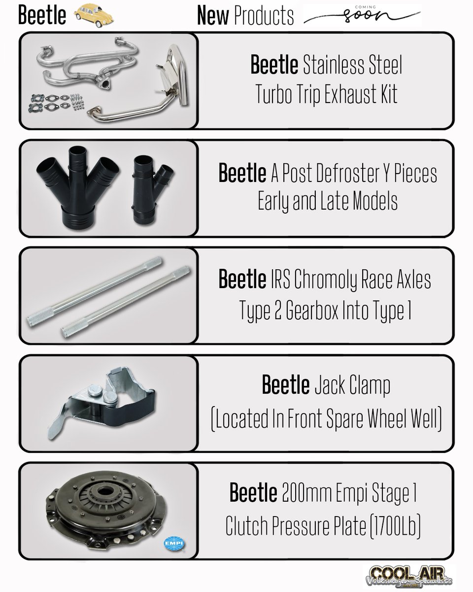 August New Product highlights for Beetles!
We've added hundreds of new parts this month for all vehicles. Check the website New Product section to check what's new, prices and ETA for new parts.
coolairvw.co.uk