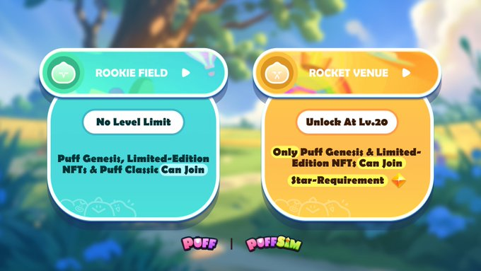 The0xGoku's tweet photo. ⚠️ Important notice for #PuffNFT holders! ⚠️ Only #PuffGenesis and #Puff  limited-edition NFTs can join #PuffSim Rocket Venue. Level up to Lv. 20  and fulfill Star requirements for greater rewards. DM me for more info!  #PuffSim @Puffverse @MoWgLi0001 https://t.co/VQIIFUNR0C
