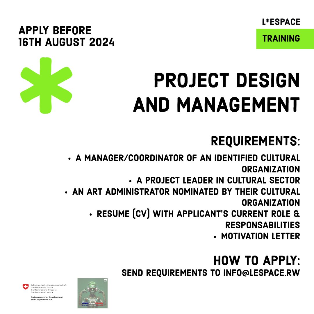 Are you a cultural sector professional?

Enhance your skills with expert-led training on "Project design and management for cultural organisations in Rwanda."

Learn to design, manage, and execute impactful projects.

Apply by 16 August 2024—see below for details.