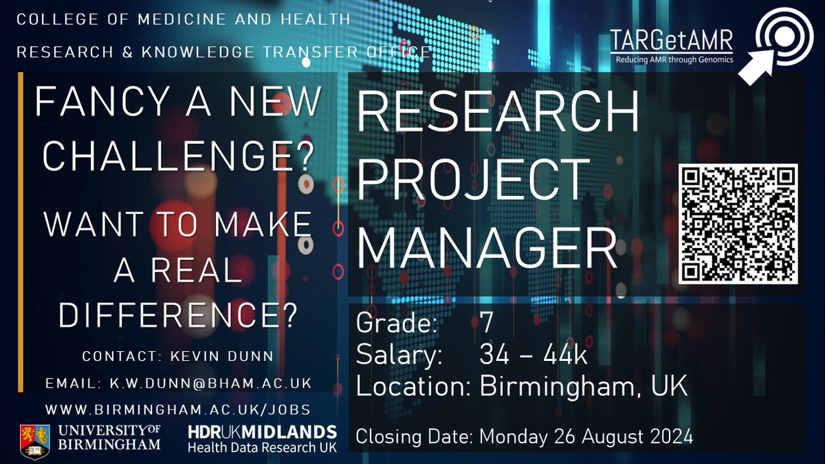 Vacancy Alert: Project Manager wanted to help set up the new national Transdisciplinary Antimicrobial Resistance Genomics Network (TARGetAMR).