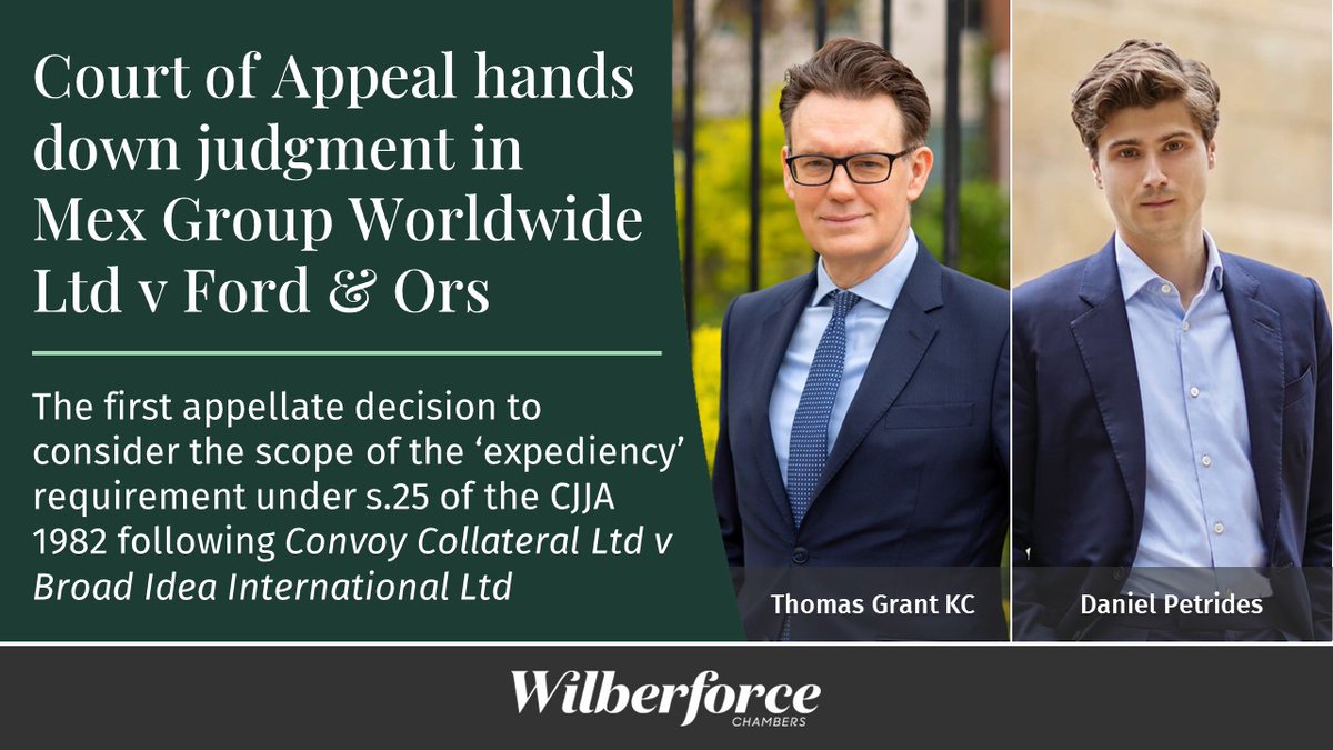 ⚖️ Court of Appeal hands down judgment in Mex Group Worldwide Ltd v Ford &amp; Ors
wilberforce.co.uk/case-study/cou…