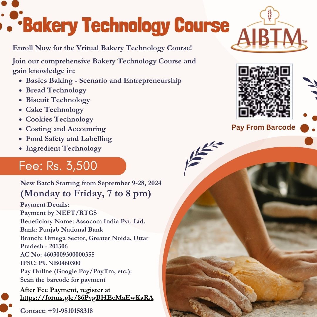 AIBTMINDIA's tweet image. 🍞 Enroll Now for the Bakery Technology Course! Avoid Last-Minute Regrets 🥐

Register Here: forms.gle/WwSPcZJ1LRGaCe…
Don’t wait—spots are limited! Enroll today and start your journey to mastering bakery knowledge and expertise.
#BakeryTechnology #BakingCourse #CulinaryArts #Enrol