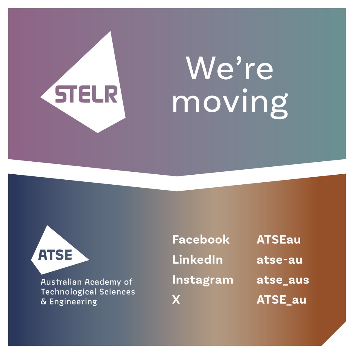 STELR Project (@stelrproject) on Twitter photo 🔔 We’re moving!
All of #ATSE’s program pages are now in one place.
Follow <a href="/ATSE_au/">Academy of Technological Sciences & Engineering</a> for the latest updates, news, and more on #STELR.
See you there! 😊 🔔 We’re moving!
All of #ATSE’s program pages are now in one place.
Follow <a href="/ATSE_au/">Academy of Technological Sciences & Engineering</a> for the latest updates, news, and more on #STELR.
See you there! 😊