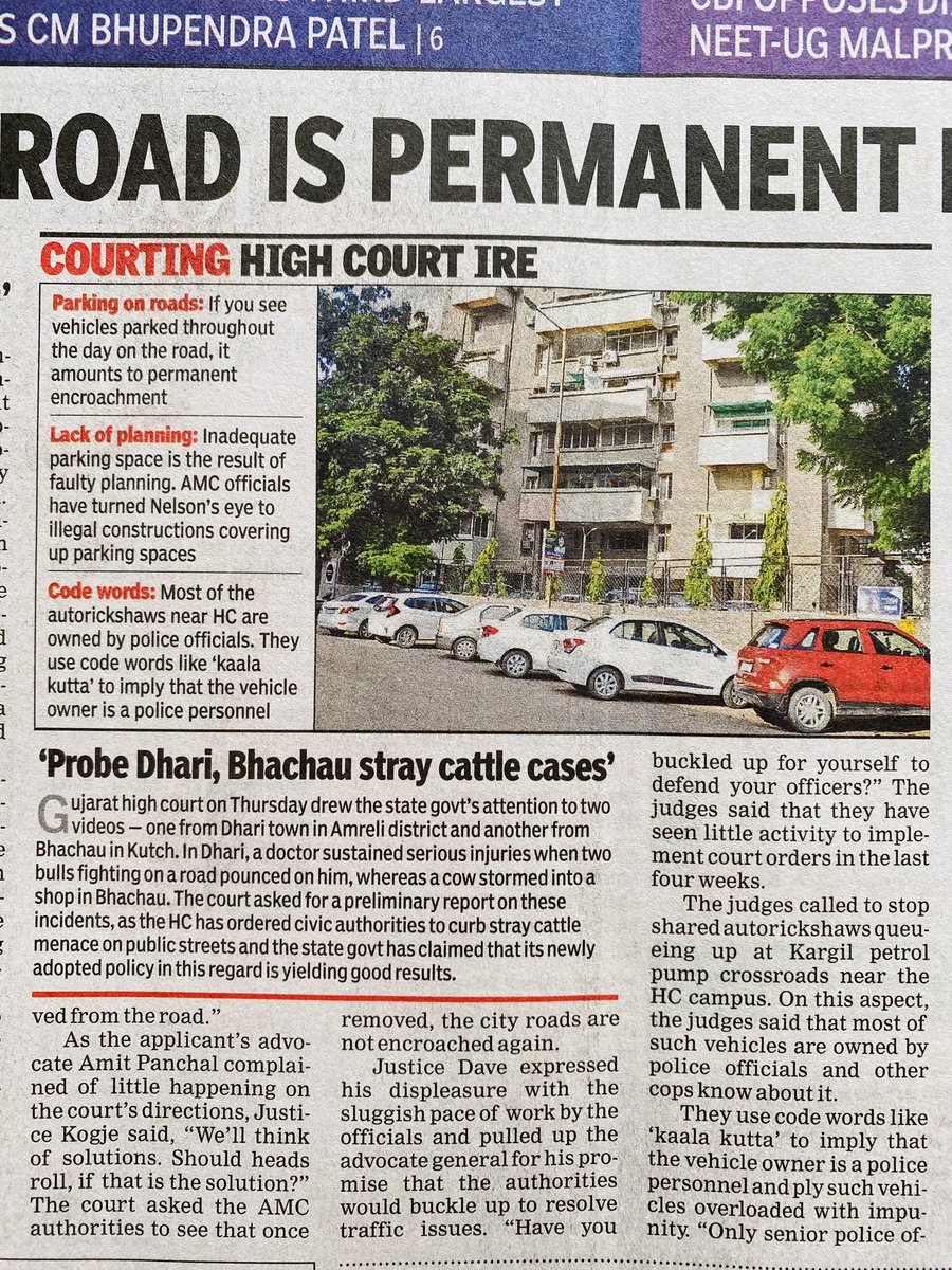 #Gujarat High Court on Fire 🔥 

#Parking on Road is a Permanent Encroachment : Gujarta High Court. 

It is about time city admin get strict on illegal parking which is biggest nuisance for people who walk and for traffic congestion.