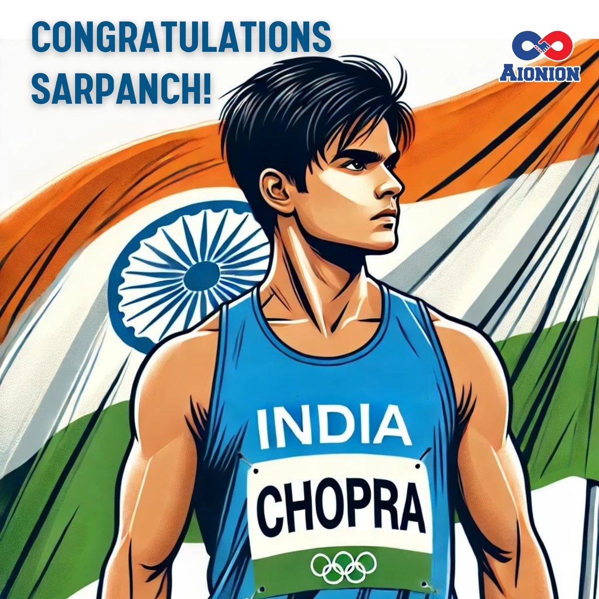 AionionOffl's tweet photo. Congrats to the 'Sarpanch' Neeraj Chopra on winning Silver in Javelin Throw at #Paris2024! 🥈🇮🇳

Keep making India proud! 🚀 

#NeerajChopra #Olympics #JavelinThrow #SilverMedal #AionionGroup https://t.co/4MbFT7kgqH