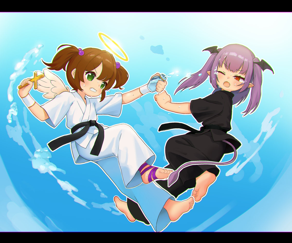 UmiHimeYokai's tweet photo. Battle of Cherub and Demon Queen ends with a stalemate? Well have to settle this some other way… any suggestions? #yumirection #lisalavitzart 
Thank you @kumabound224 for the art! https://t.co/itriLvf1f4