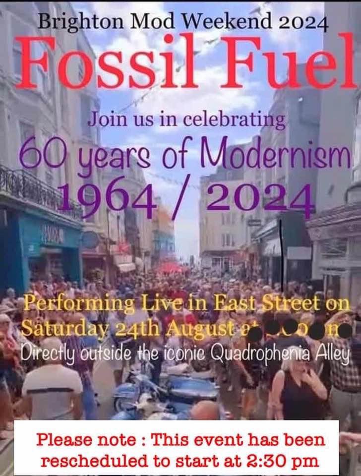 fossil_music's tweet photo. Brighton Mod Weekender - this is our third year playing outside @quadalley and we cannot wait to- hope that see you all there https://t.co/fAda9WVFe7