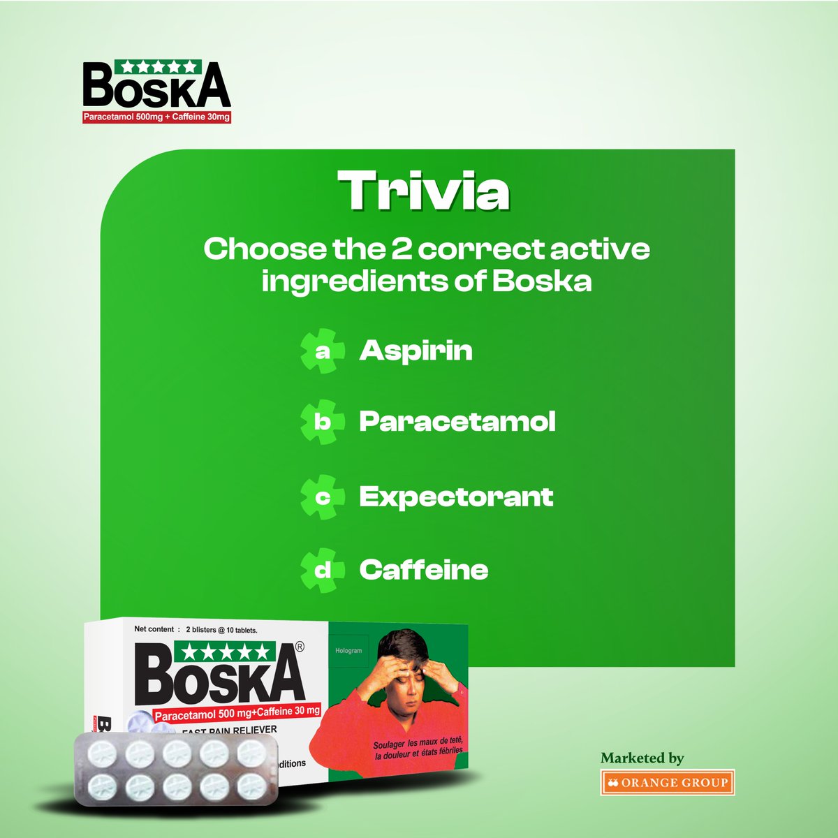 Boska_nigeria's tweet photo. Let's end the week with a fun trivia! Answer the question below, and show your Boska knowledge. Be pain-free as you wrap up the week and head into a great weekend.
Drop your answers in the comments!
#BoskaTrivia #PainRelief #StayHealthy #WeekendFun #HeadacheRelief #Boska https://t.co/K5XnRt3jYR