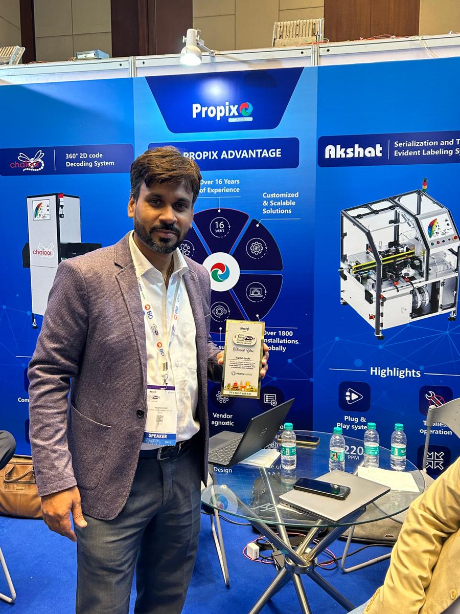 PropixTech's tweet photo. Thrilled to join the 4th InnoPack Pharma Confex at Novotel, Hitex, HICC, Hyderabad! Harish Chandra Joshi shared key insights on 'IT and OT Security' for the next manufacturing leap. #InnoPackPharma #PropixTechnologies #ManufacturingExcellence #ITandOTSecurity https://t.co/N84LYNkP4V