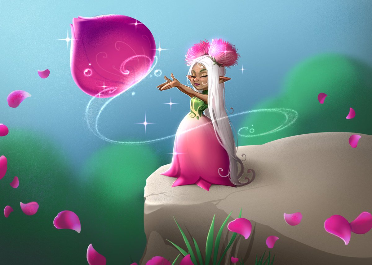 I make illustrations for every episode of my D&amp;D campaign Ballad of Ennersval. Here's Lady Salvia, a pixie matron that gave our adventurers a magical flower🌷