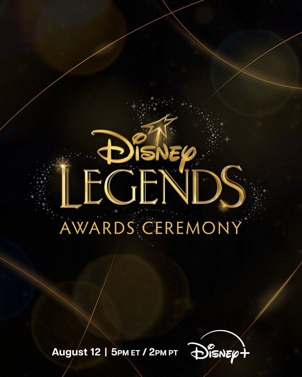 Legendary news. ✨ 

#D23's 2024 Disney Legends Awards Ceremony will be available on #DisneyPlus starting on Monday, August 12 at 5PM ET/2PM PT in the US and Canada.
