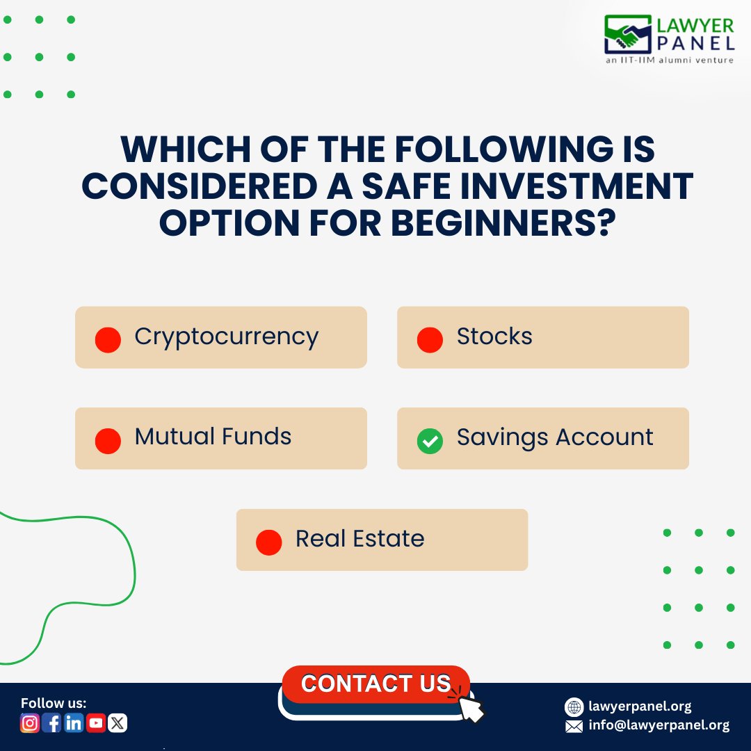 lawyerpanelIN's tweet photo. #savingsaccount is considered one of the safest investment options, offers low risk and easy access to your money, while providing a modest interest rate.
It ensures that your principal amount is secure, making it an ideal starting point for those new to managing their finances. https://t.co/leVRLKwejM