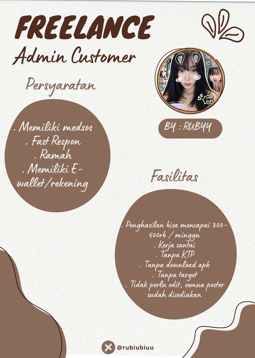 hi, aku open freelance lhoo.

yang need loker boleh dm aku yaa🧚🏻‍♀️
#zonauang #zonajajan #freelance #wfh #zonaBA