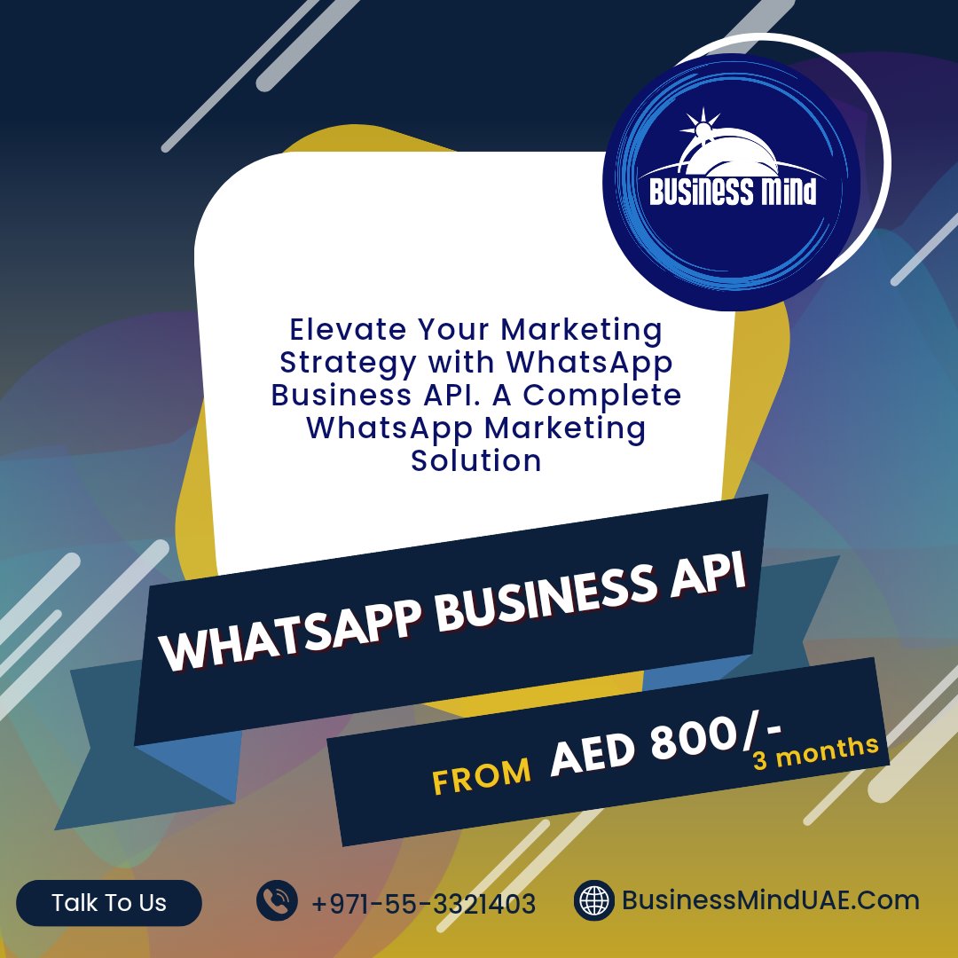 BusinessMindUAE's tweet image. 💬 **Boost Your Business with WhatsApp Business API Marketing!** 💬
#WhatsAppMarketing #BusinessAPI #DigitalMarketing #MarketingAgency #Dubai #UAE #CustomerEngagement #DirectCommunication #MarketingSolutions #LeadGeneration #SmallBusiness #OnlineMarketing