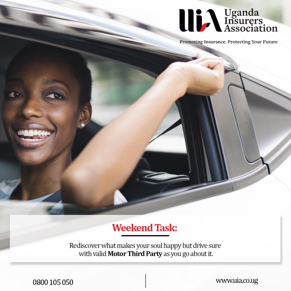 The_UIA's tweet image. Enjoy activities that promote your mental &amp;amp; emotional well-being this weekend with the protection of valid Motor Third Party Insurance. 
 
Get MTP using MOMO (*165*4*5*5#), Airtel Money (*185*7*6*1#) or via PayWay, Centenary Bank &amp;amp; Diamond Trust Bank. 
 
#VugaKuSure #DriveSure