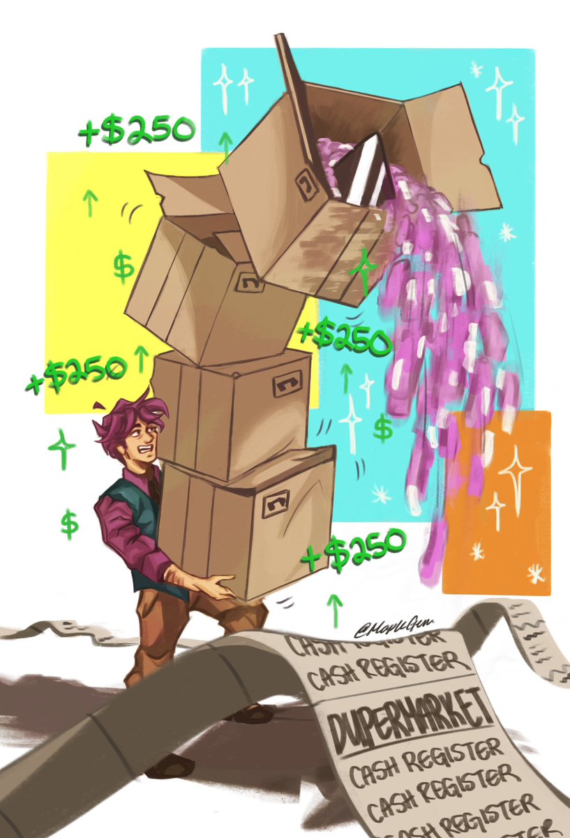 maple_gemm's tweet photo. “Thomas, duplicate cash registers, quit over and over, and then make more registers and then sell them.” - God
#therm #thermfanart https://t.co/UMJRW7X7oX