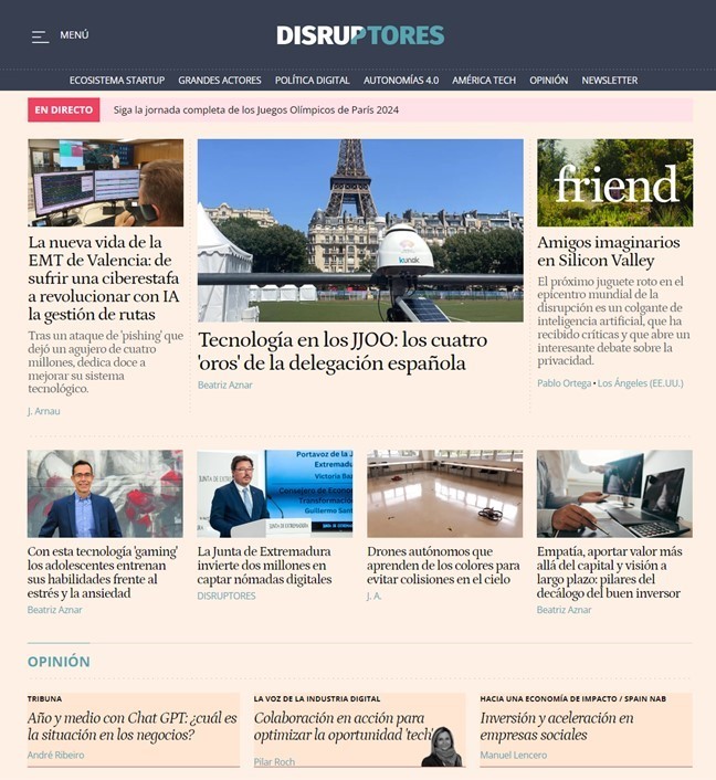 📰 ¡Buenos días!
elespanol.com/invertia/disru…

🥇 Los cuatro 'oros' españoles de la tecnología en #Paris2024Olympics
➡️ elespanol.com/invertia/disru…
✍️ <a href="/beazmi/">Beatriz Aznar Millán</a> 

🚌 #EMT de Valencia: de sufrir una ciberestafa a revolucionar con IA la gestión de rutas
➡️ elespanol.com/invertia/disru…
✍️ J. Arnau