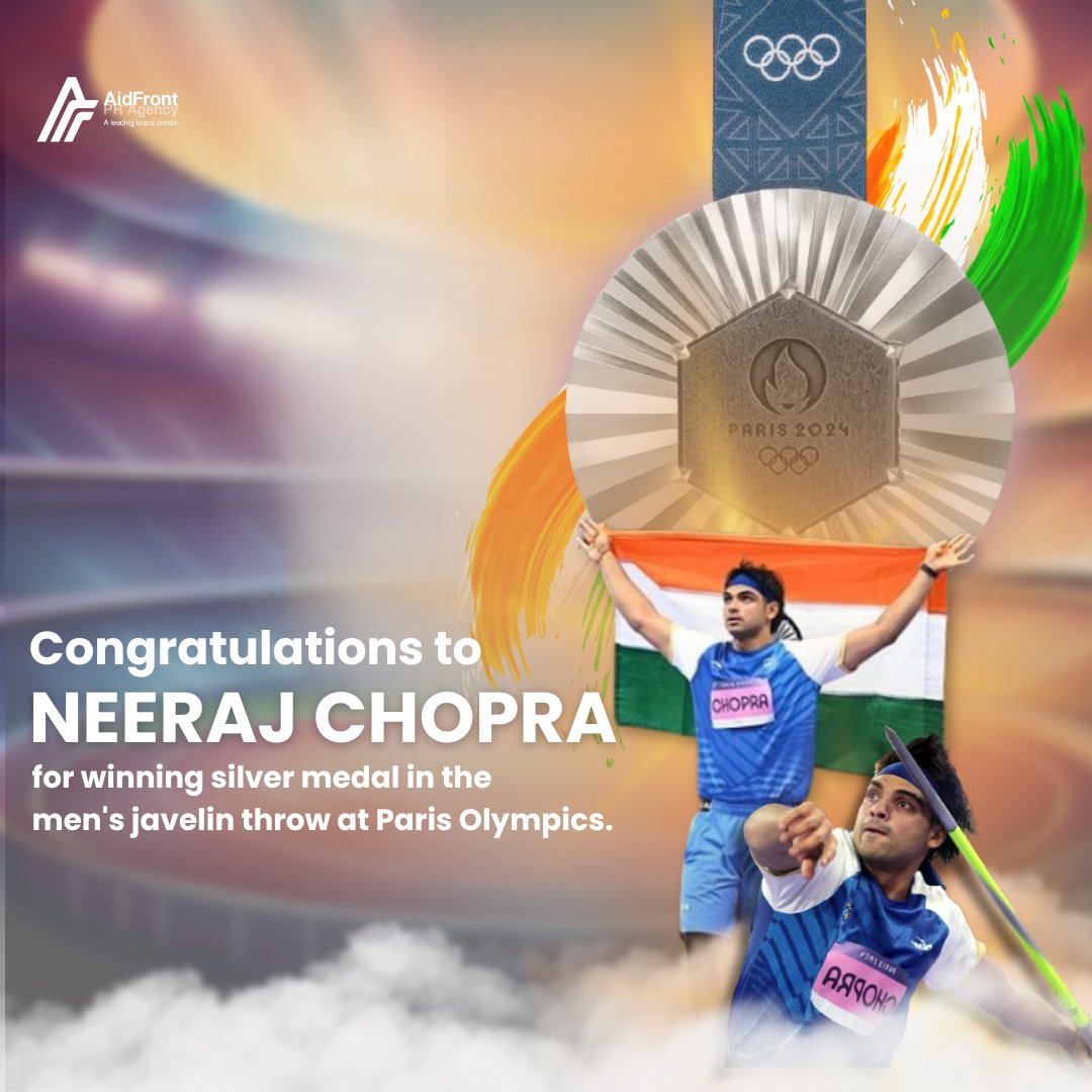 aidfrontpr's tweet photo. You made India proud 🇮🇳 
Congratulations to @Neeraj_chopra1 for winning silver medal at paris olympics.
#ProudOfYou https://t.co/kmJW2UBCTM