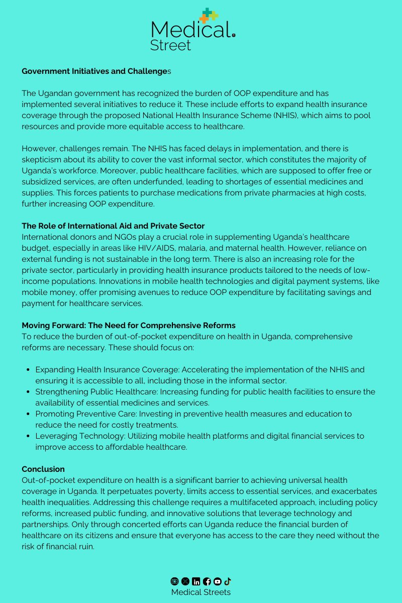 Did you know? High out-of-pocket healthcare costs in Uganda are pushing families into poverty and limiting access to essential services. 📉 It's time for comprehensive reforms to ensure #HealthcareForAll. Read more in our latest article #HealthForAll #SDGs #Uganda
