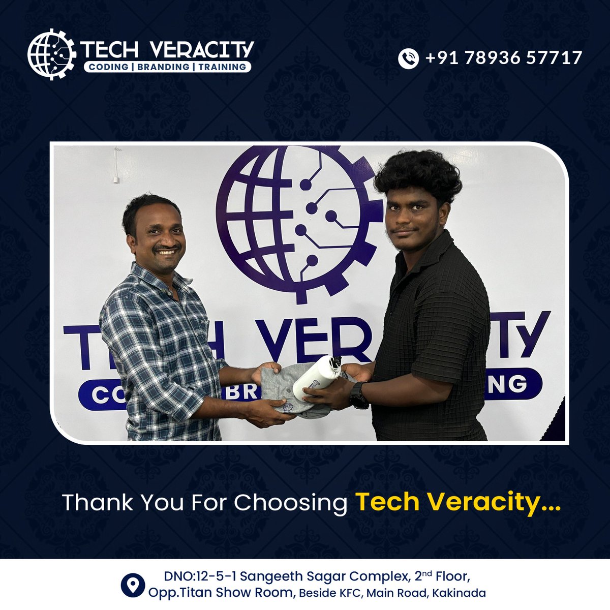 tech_veracity's tweet image. We are thrilled to have you as a part of Techveracity! 
.
Register today and upgrade your Skill.
📞Call us: 78936 57717
.
#techveracity #softwaretrainingcompanyinkakinada #softwaretraininginstitute #softwaretraining #digitalmarketing #fullstackdevelopment #WebDevelopment