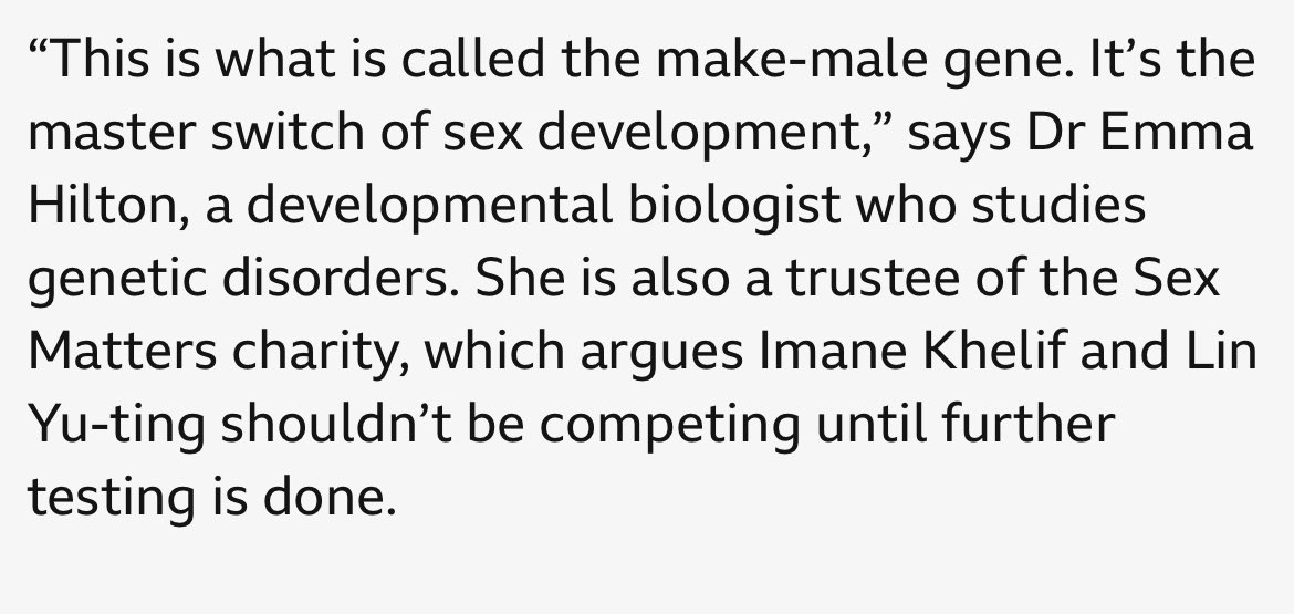 JournalismSEEN's tweet photo. One flaw does jump out. Emma Hilton’s affiliation to @SexMattersOrg is made clear. But we don’t get the same for Alun Williams, who appeared as an expert at the Court of Arbitration for Sport for Caster Semenya, and is given more space. It’s a miss. 

https://t.co/MinkNoCEDP https://t.co/MJIs3KOaYn