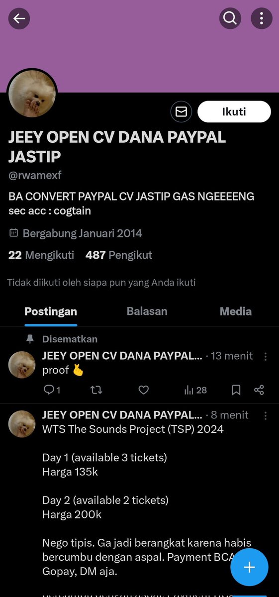 kihmtaeri's tweet photo. dia ganti lagi usn sama namanya, sebelumnya ganti ke @nowtifxc sekarang jadi @rwamexf

bukan tiket doang sekarang, jadi be careful buat yang mau cv dana paypal ataupun jastip ya. 

penipu tetep penipu meskipun ada proof ala ala itu, jangan percayaa https://t.co/x9NMajKnUY