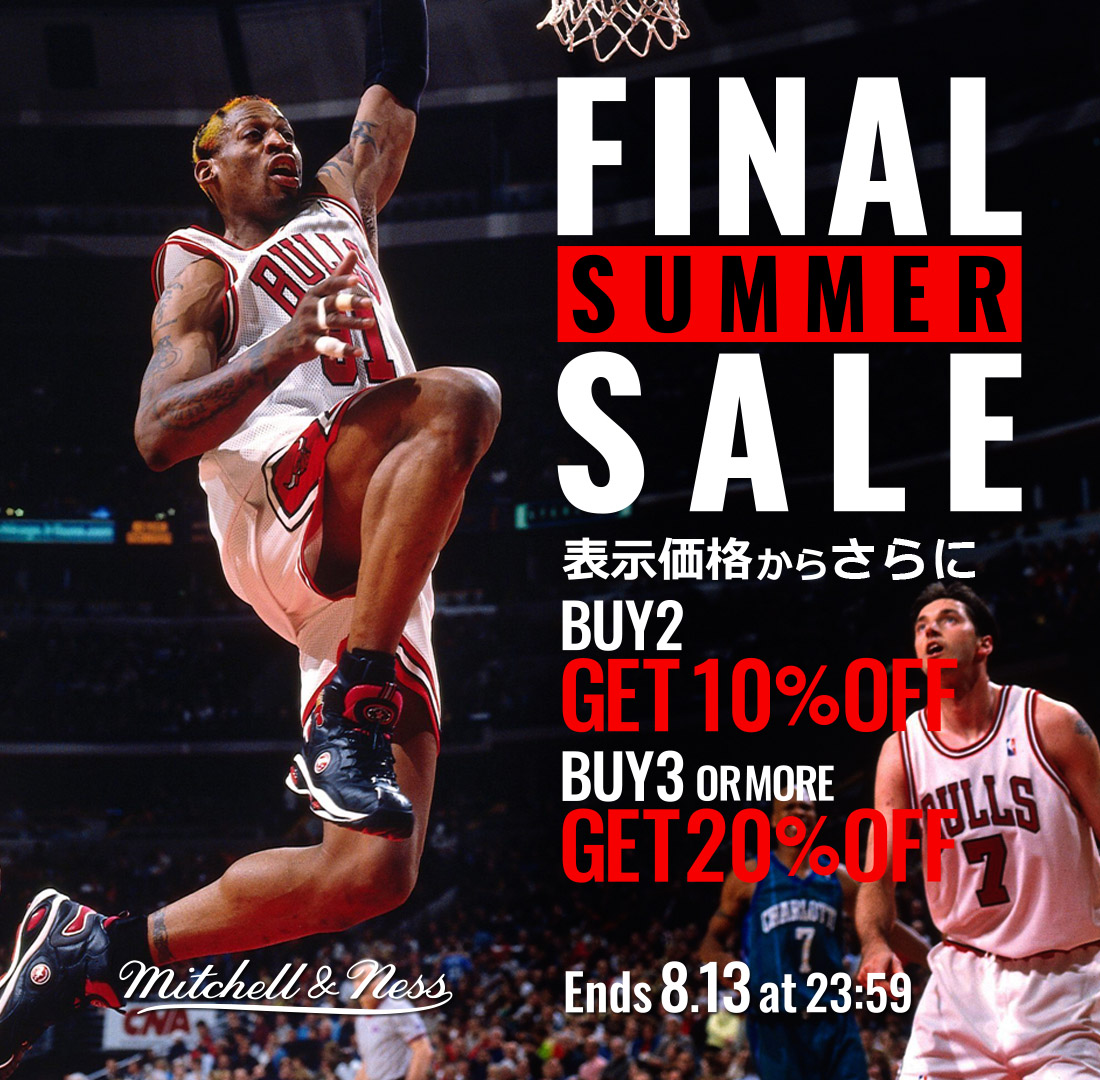 mitchellnessjp's tweet image. FINAL SUMMER SALEは13日(火)23:59まで！！

BUY2 GET 10%OFF
BUY3 OR MORE GET 20%OFF
※通常商品も割引
mitchellandness.jp/ap/s/s?fq=scls…
Just Don x Mitchell &amp;amp; Ness
も割引対象💨💨💨
@JustDon @ChicagoDonC

#JustDon
#DonC
#NBA
#street
#basketballs
#hockey
#fashion
#fashionista