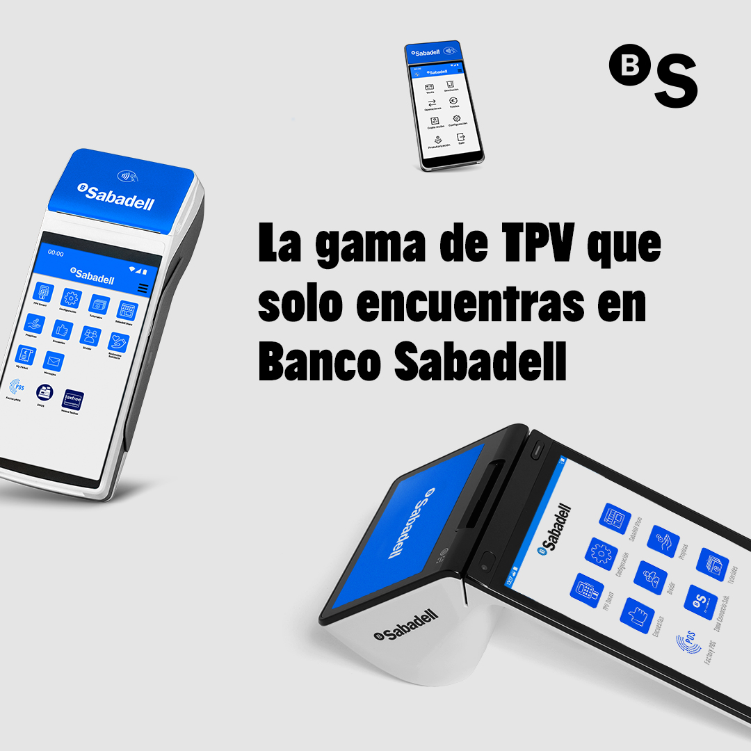 BancoSabadell's tweet photo. Con la gama #TPVSmart cuentas con la última tecnología para gestionar cobros con facilidad y rapidez. Y, además, puedes combinar varios dispositivos a la vez para adaptarlos a las necesidades de tu negocio. Descubre los tipos de #TPVSmart disponibles en https://t.co/mSMa3oCgNl https://t.co/1MXmD6W7Gn