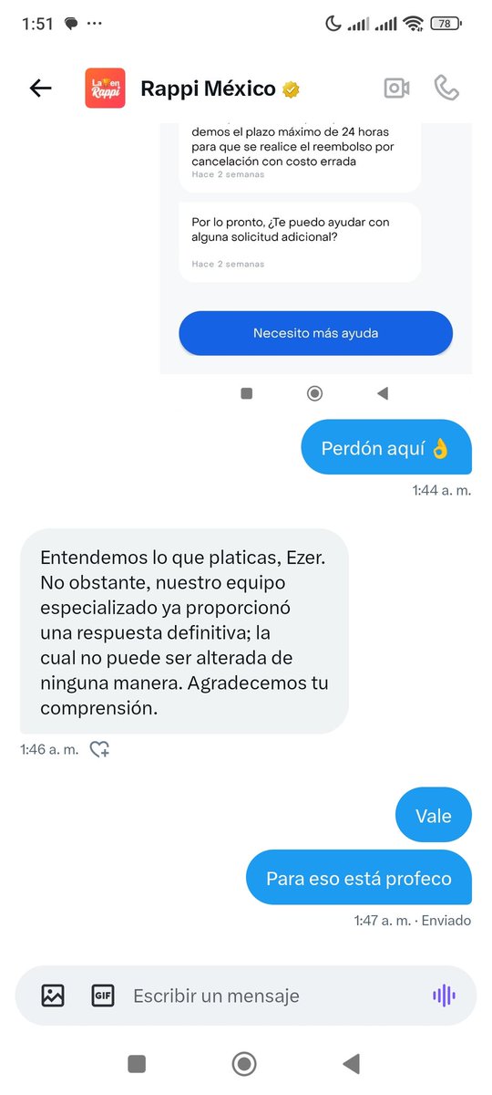 ezer_yniesta's tweet photo. Hola @Profeco.  @RappiMexico me prometió un reembolso por un error en su app  y me cobró por un producto que no recibí y ahora me dicen que es imposible tengo pruebas de todo. donde puedo levantar mi queja oficial? En Quintana Roo. https://t.co/5OfgcCYDYA