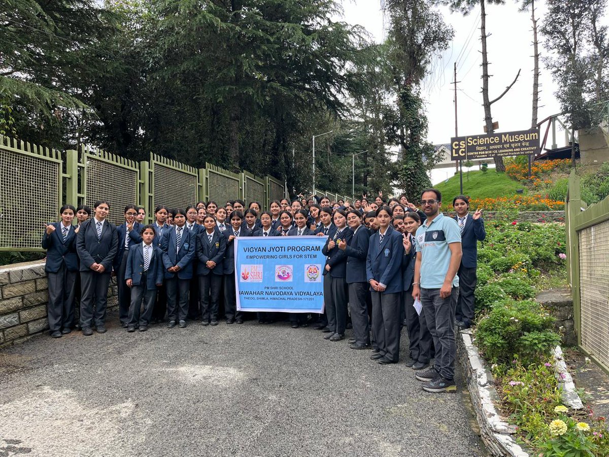 JyotiVigyan's tweet image. The #VigyanJyoti Scholars of JNV Shimla had an exciting time at the Centre for Science, Learning &amp;amp; Creativity (#CSLC) Science Museum, Shimla. They explored interactive exhibits and engaged in hands-on activities — sparking curiosity and deepening their love for STEM. #WomenInSTEM