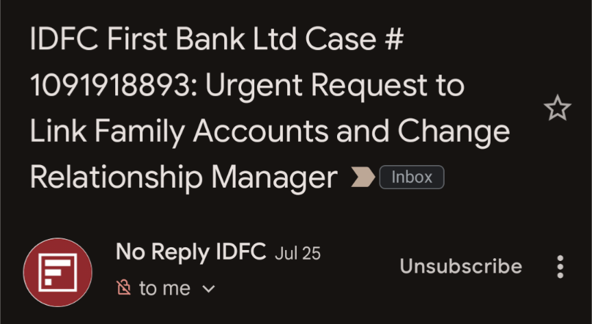 DhanushBManoj2's tweet photo. Holding more than 10 accounts from different banks of India. Extremely disappointed by the premium service from @IDFCFIRSTBank. The RM is not linking my account to my family members bank account as per family grouping policy. Raised a complaint in last month. No Response yet https://t.co/djDn4nZ3N2