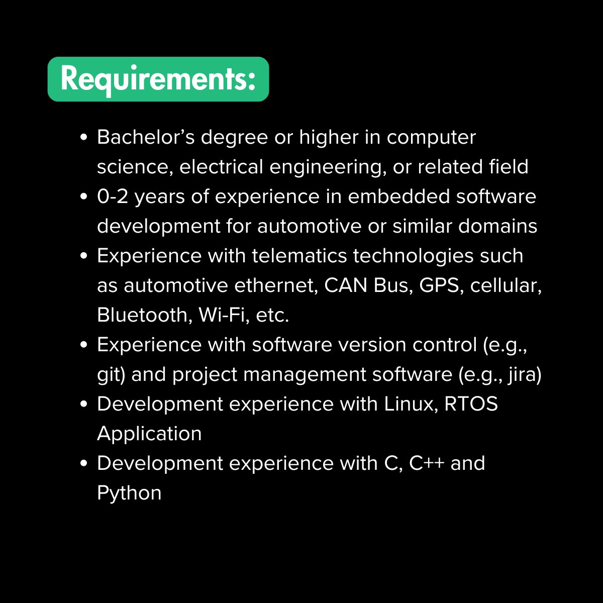 vickyfarhan95's tweet image. Junior Embedded Engineers
Requirement:
- 0-2 YoE sebagai Embedded Engineers
- Fresh Graduate dengan internship experience bisa apply
- Salary Provided: IDR 12 mio/month (gross)
- Sisanya bisa cek gambar aja
#lokercot #techjobs #embeddedengineers