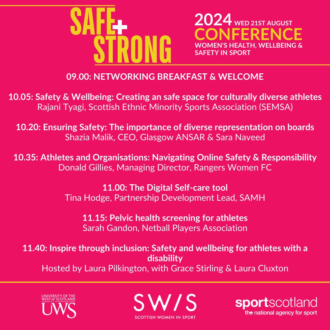 ScotWomenSport's tweet photo. We canβt wait to hear from all the wonderful speakers lined up for our Conference!
@Donald_Gillies @KirstySteww @laurapilkie @GraceEStirling @pixielaurac @EJotischky @mhairimaac @stephhilborne
Get tickets π
https://t.co/VxBDLcf8pm
#SWISConf2024 #SafeStrong @sportscotland https://t.co/gL1g8gkLXz