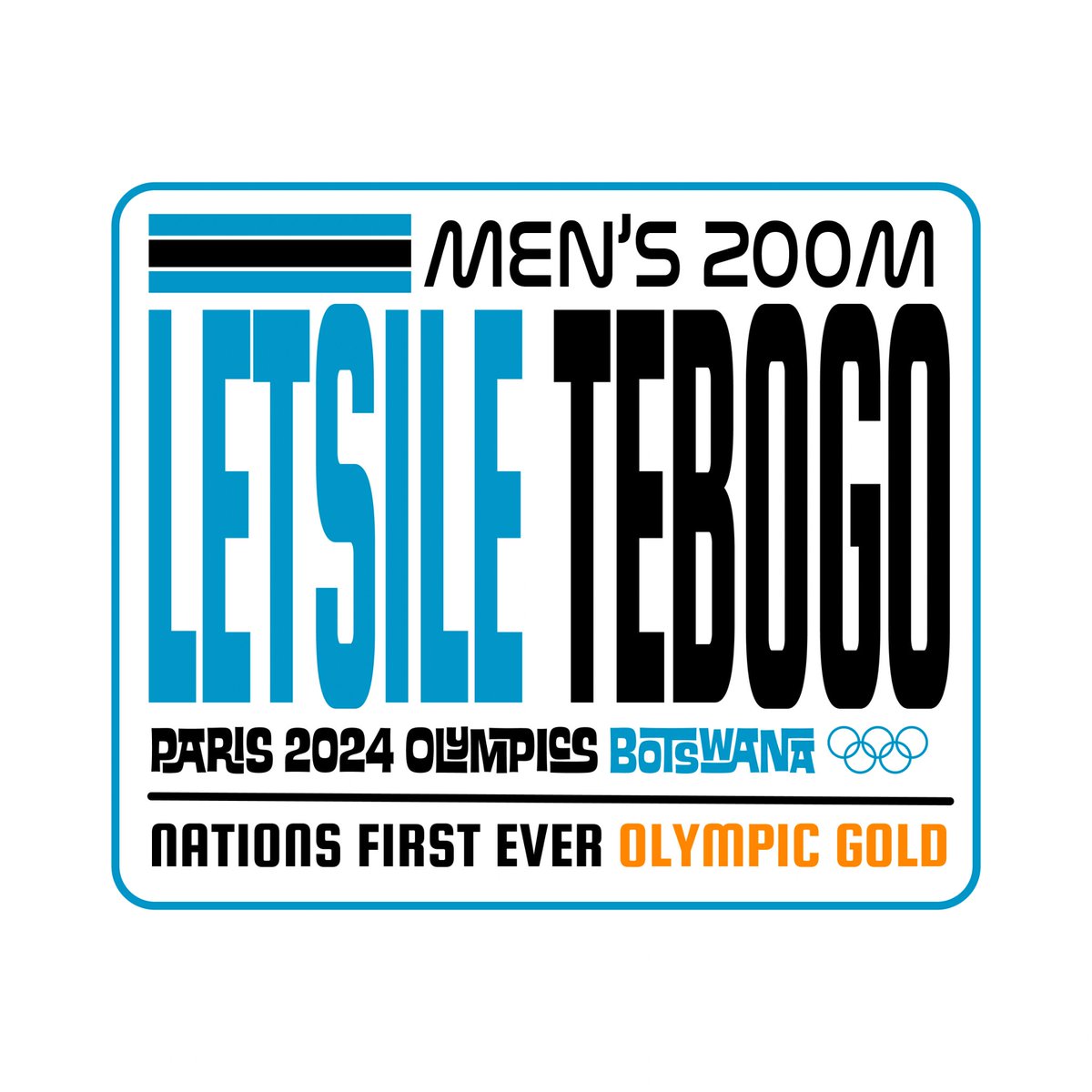 Maluleka Livhuwani (@_lebzana) on Twitter photo Congrats to <a href="/tebogo_letsile/">Letsile Tebogo</a> for winning his nation's FIRST EVER GOLD Olympic medal
#TebogoLetsile #paris2024 #olympics #botswana #iShouldBeDesigning #Lebzana #goodtype #typedesign #typography #design #graphicdesigner #pitori #typeface #logo Congrats to <a href="/tebogo_letsile/">Letsile Tebogo</a> for winning his nation's FIRST EVER GOLD Olympic medal
#TebogoLetsile #paris2024 #olympics #botswana #iShouldBeDesigning #Lebzana #goodtype #typedesign #typography #design #graphicdesigner #pitori #typeface #logo