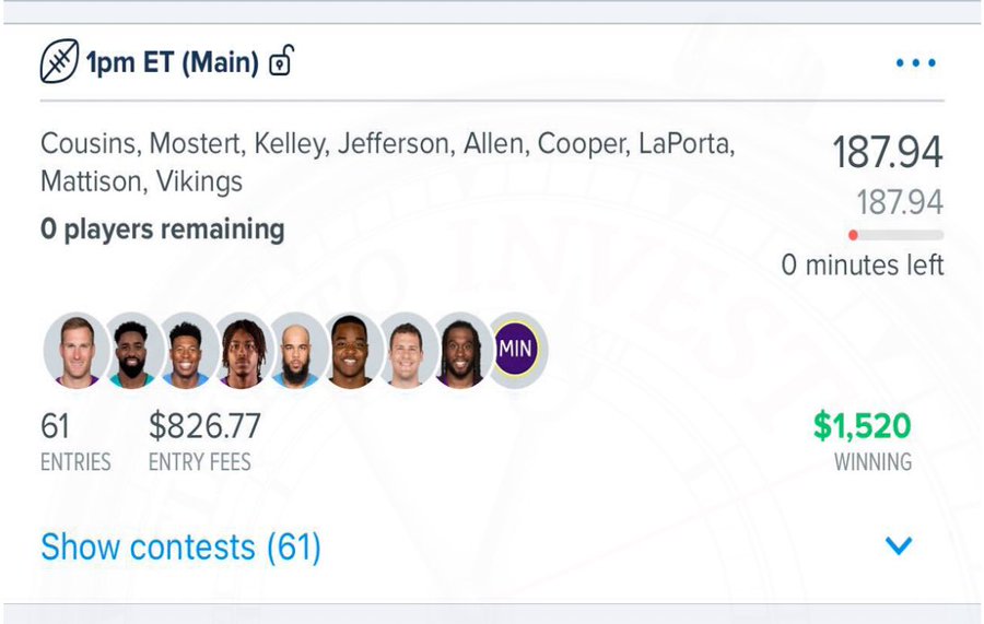 InvestDFS's tweet image. 2024 #NFL #DFS starts September 5th 

#InvestDFS 2023 season record: 23-4

To win with us this season 👉 Message @InvestDFS

#NFL #DFS | #TimeToInvest 📈