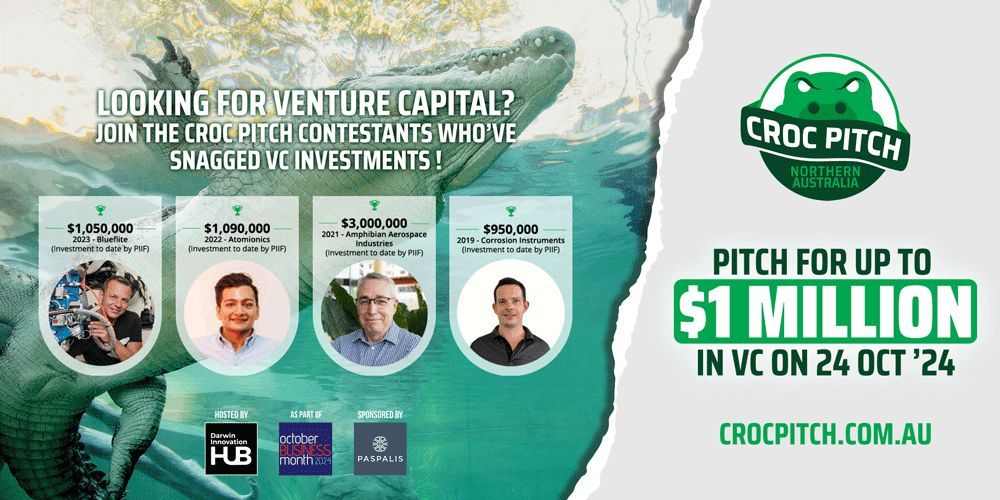 Innov_Aus's tweet photo. Join the croc pitchers like Blueflite who have snagged funding at #CrocPitch2024. Registrations Open 1 Aug '24 and close 23 Sep ‘24. Start your Croc Pitch journey by RSVP-ing to attend a virtual information session. https://t.co/YS6UYKe13z
#sponsored @PaspalisNT #StartNT #DIHubNT https://t.co/IaE3KMJxTm