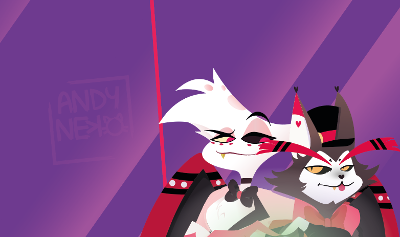 Andy_NeK0's tweet photo. AIM A LUSER BEIBI!!!!

#angelxhusk #fanart #HazbinHotelFanart #HazbinHotel #artist #tacos https://t.co/aOS0fFDagh