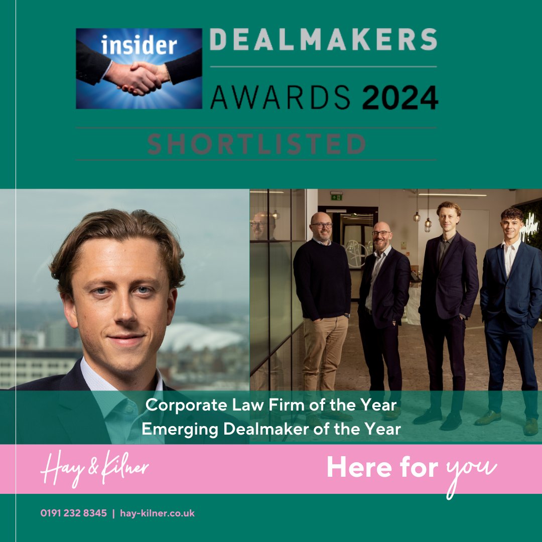 We have been shortlisted in two categories at the <a href="/insiderneast/">Insider</a> Dealmakers Awards 2024! 🎉 

1️⃣ Corporate Law Firm of the Year
2️⃣ Emerging Dealmaker of the Year 

The team talk you through their last 12 months here 👉bit.ly/3YAVlcM

🤞for 26th Sept!
 
#nedeals #Awards