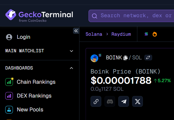 BOINKcoins's tweet photo. $BOINK updated on Gecko Terminal!
Let's load that 1000X fam! https://t.co/YH7IZwLcv5