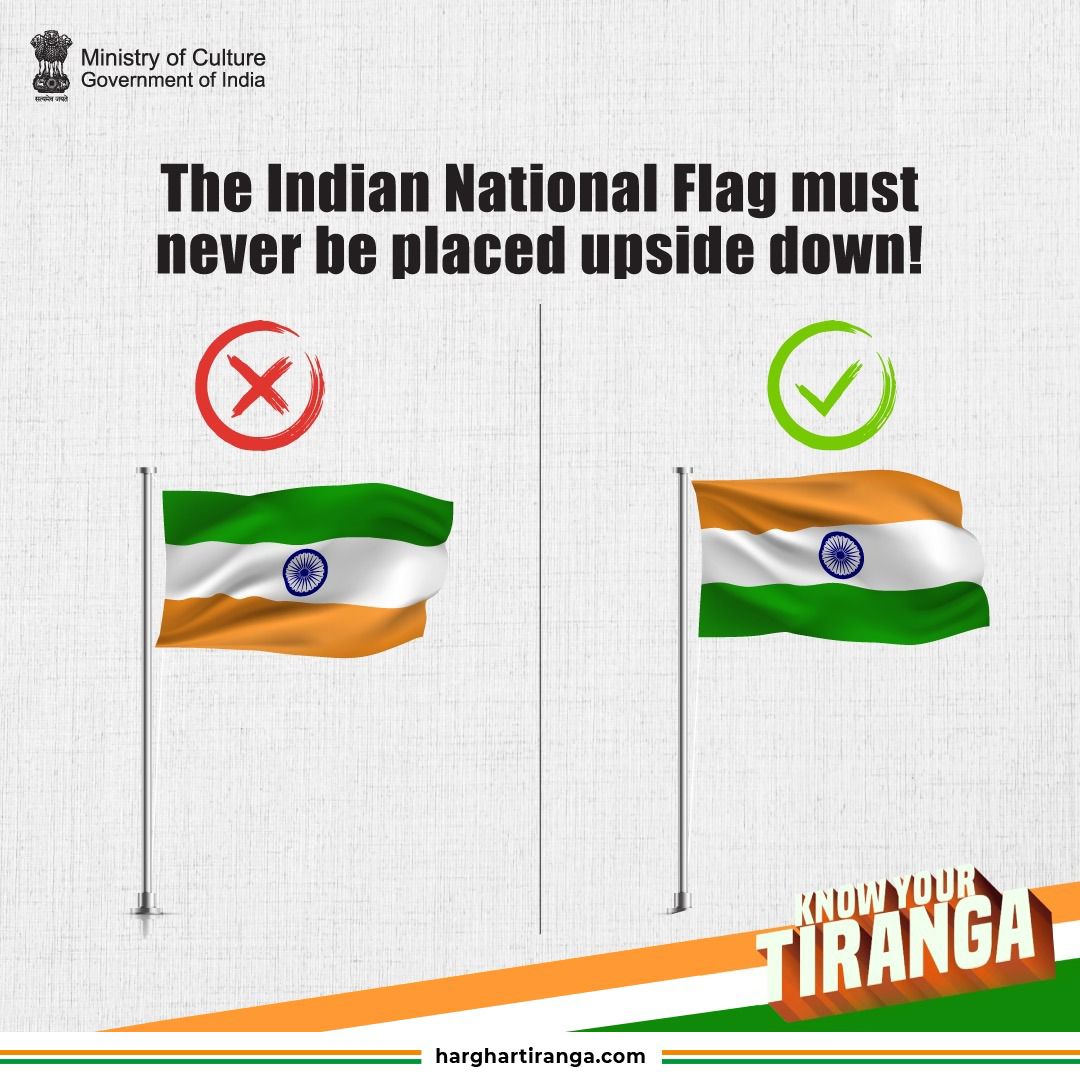 IndiaPostOffice's tweet image. Respect the Tiranga! 🇮🇳 Ensure our National Flag is honored with the utmost dignity by following these essential guidelines.

Let's keep the spirit of our nation high! 

#HarGharTiranga
#KnowYourTiranga #FlagCode #RespectTheFlag