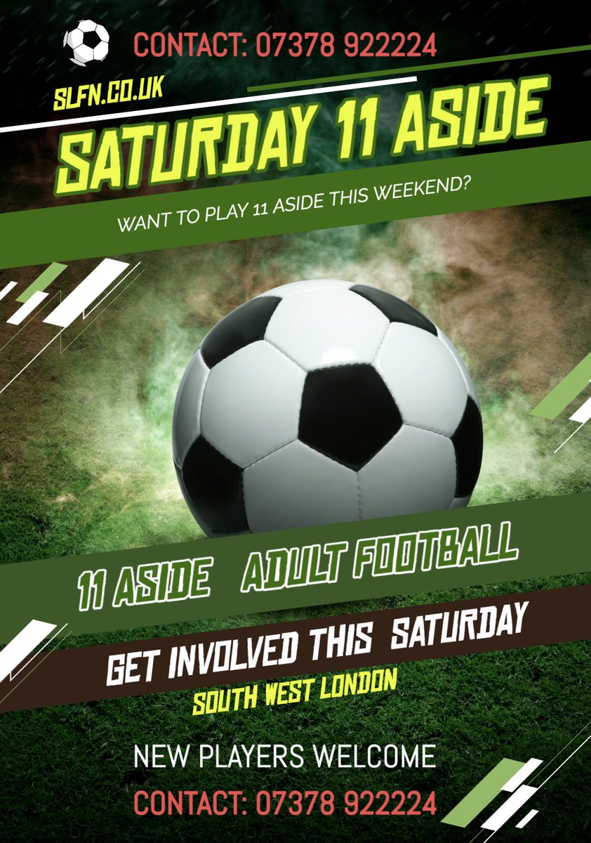 Want to play 11 ASIDE FOOTBALL IN SOUTH LONDON?  #Wandsworth #Lambeth #Merton #croydon  #Sociedad . Message 07378 922224