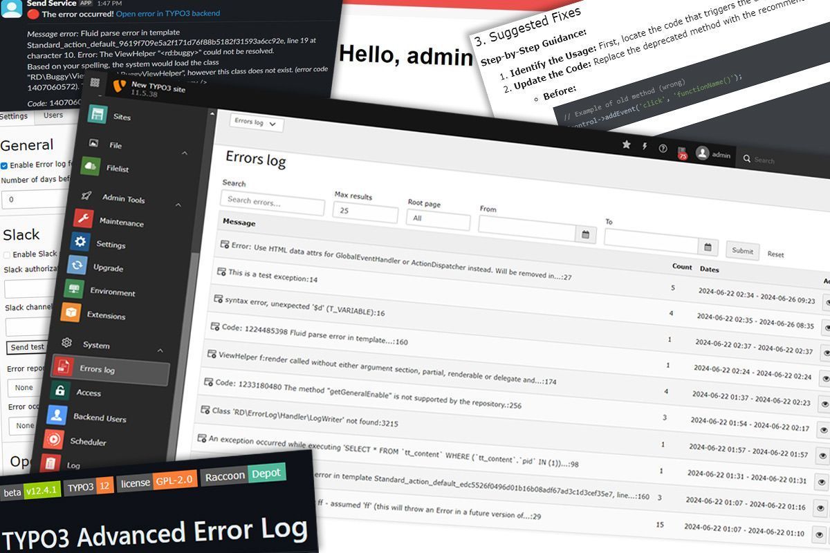 typo3's tweet image. The new #TYPO3 Advanced Error Log extension offers a comprehensive solution for handling errors efficiently.
Read more about how this extension significantly improves the workflow of TYPO3 users 👉 typo3.org/article/introd…
#TYPO3CMS #OpenSourceCMS #TYPO3Contribution