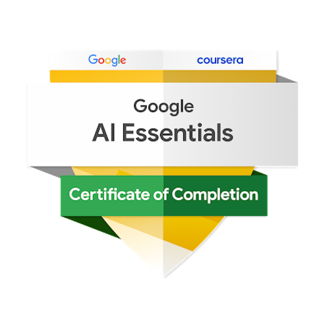 k_masami_0124's tweet photo. outlierで仕事してたらAIに興味もち始めて、Google AI Essentials の認定書ゲットした✨
AIのプロンプトの書き方とか学べたし、これから活用していこ🙂 https://t.co/1tapuaW9S0