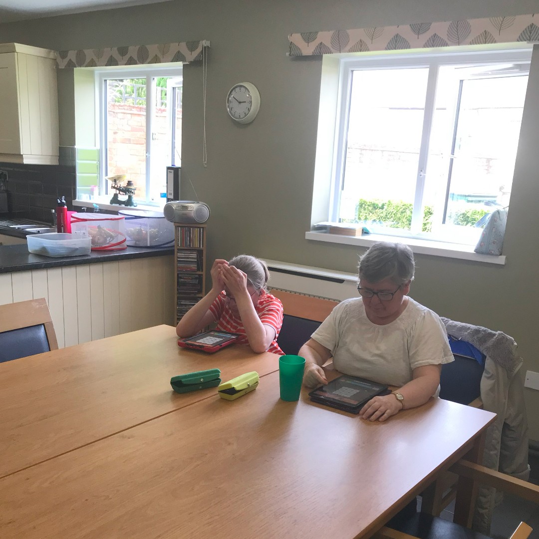 LisieuxTrust's tweet image. These two ladies were busy doing puzzles on their iPads last week. It was a tough one, according to Elizabeth (on the left), but she and Maura got it sorted in the end!  #PuzzleFun #iPadPuzzles #PuzzleTime #BrainTeasers #PuzzleLovers