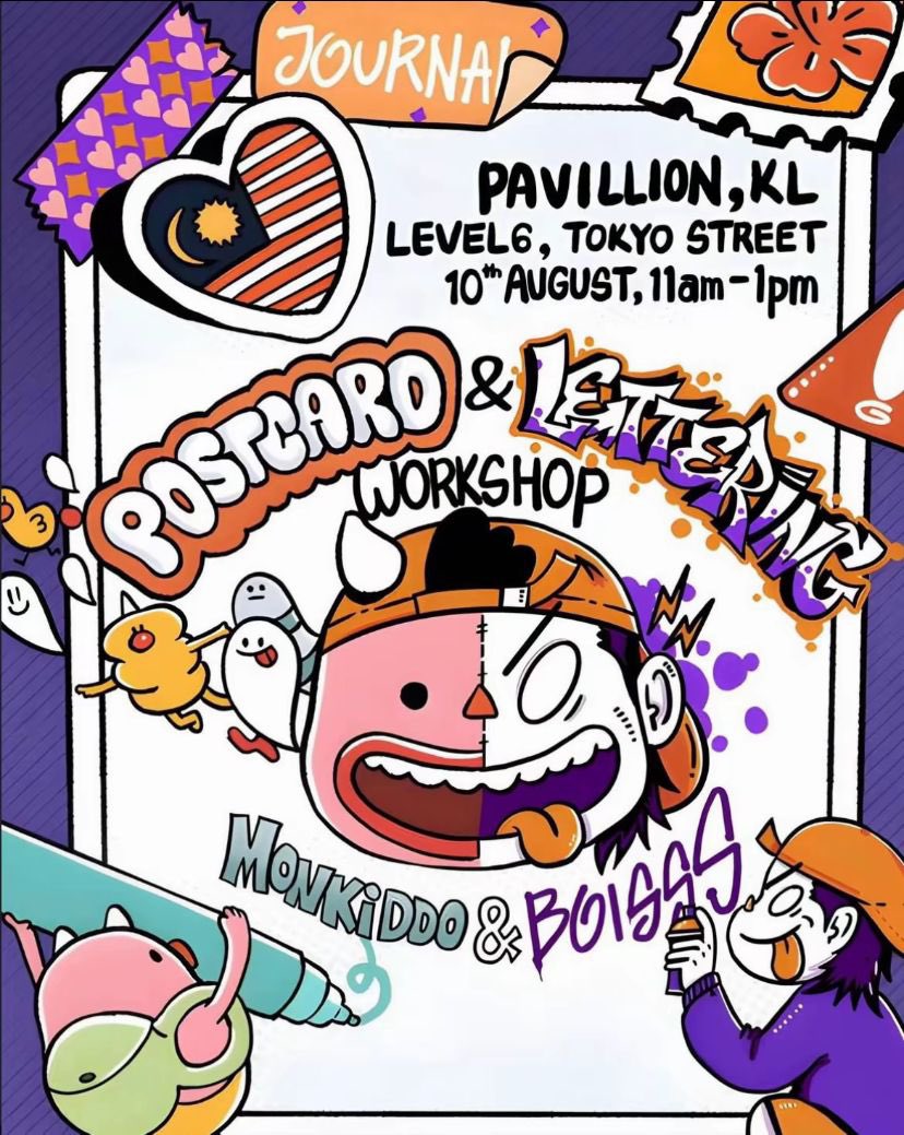 KAYPOH (@kaypohmedia) on Twitter photo What’s happening in Klang Valley this weekend!
KDS Splash : Pop Up Art
📍<a href="/kopidanstudio/">Kopi&Studio</a>, TTDI
Strollin Market
📍Central Market, KL
Reggae Market
📍RexKL
Postcard & Lettering Workshop
📍Tokyo Street, Pavilion KL
#kaypohevents What’s happening in Klang Valley this weekend!
KDS Splash : Pop Up Art
📍<a href="/kopidanstudio/">Kopi&Studio</a>, TTDI
Strollin Market
📍Central Market, KL
Reggae Market
📍RexKL
Postcard & Lettering Workshop
📍Tokyo Street, Pavilion KL
#kaypohevents