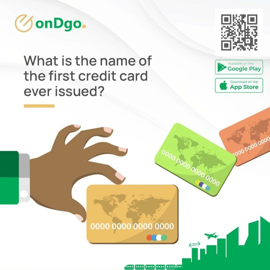 ondgo_ng's tweet photo. The first credit card ever issued was BankAmericard. It was launched by Bank od America as the first consumer credit card in 1958, the BankAmericard was also the first card to offer revolving credit. In 1976, BankAmericard became Visa, which is now a global corporation.
#onDgo #triviafriday #didyouknowfacts