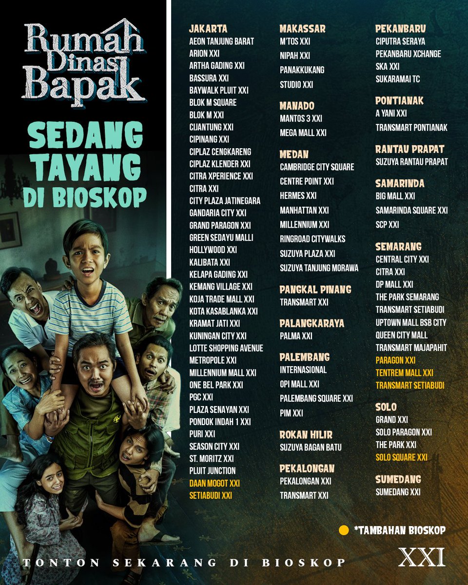 RUMAH DINAS BAPAK tambah layar di mana-mana, ada 479 layar 🔥
Semakin banyak pilihan Bioskop dan jam tayangnya 😍👻 

#RumahDinasBapak #FilmRumahDinasBapak #Blitar #KisahNyata